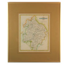 Antique Warwickshire Hand Painted Map Engraving from "New and Correct English Atlas"