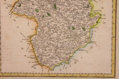 Staffordshire Hand Painted Map Engraving From "New and Correct English Atlas"