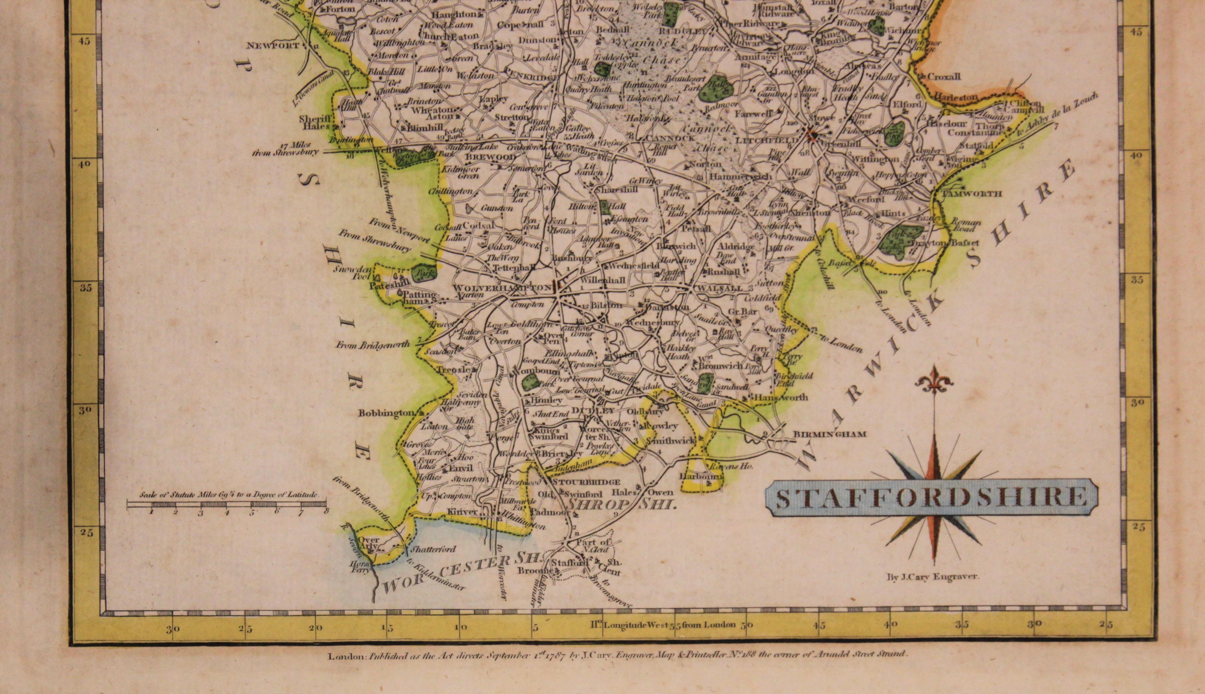 Map engraving from an atlas book published in 1787 titled, 