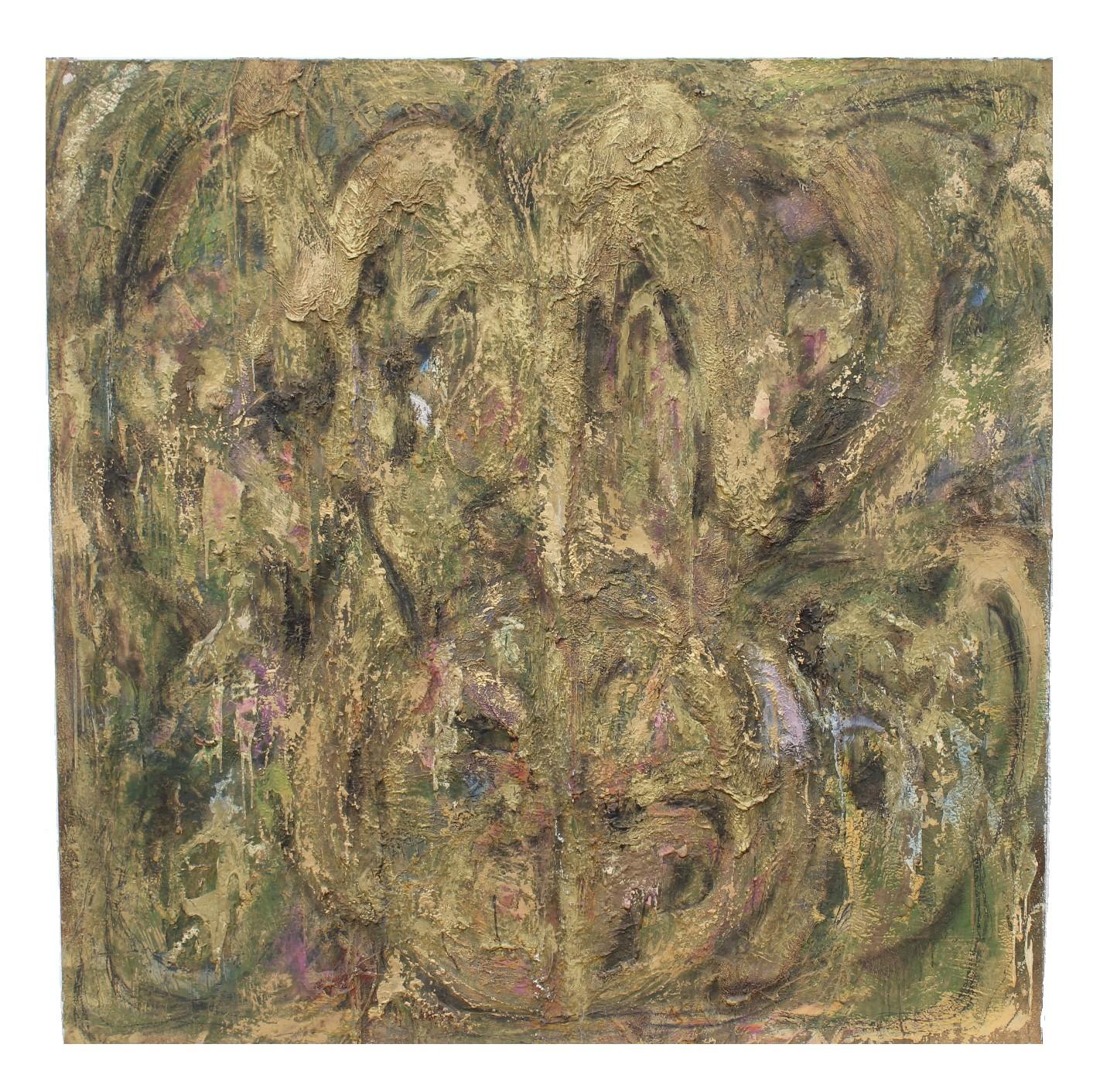 "Francisco" Impasto color oro Pittura di grandi dimensioni - Painting di Geoff Hippenstiel