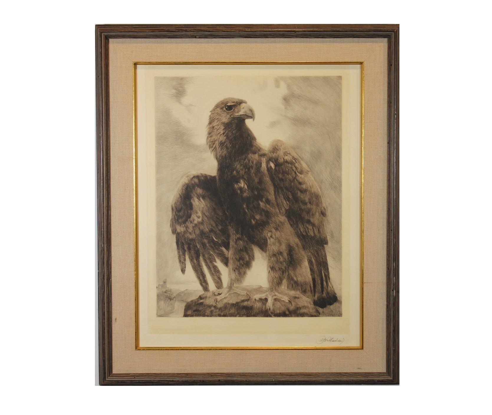 Natrualistic Eagle Etching  - Print by Curt Meyer- Eberhardt