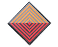 Geometric Frank Stella Style Painting with Red and Orange Tones