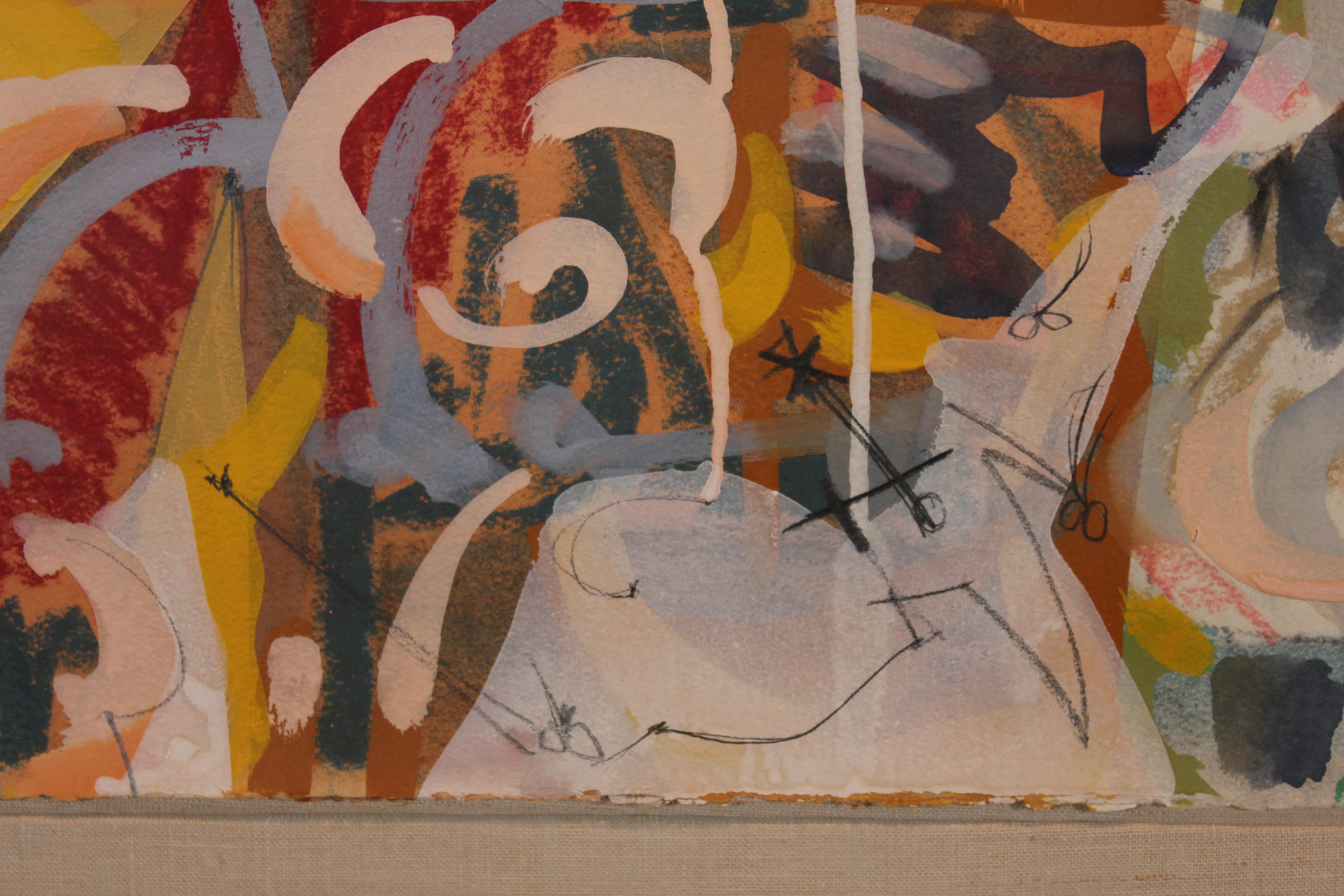 Abstrakt-expressionistische Figuren im Stil von Willem de Kooning   (Braun), Abstract Drawing, von Petur Halldorsson