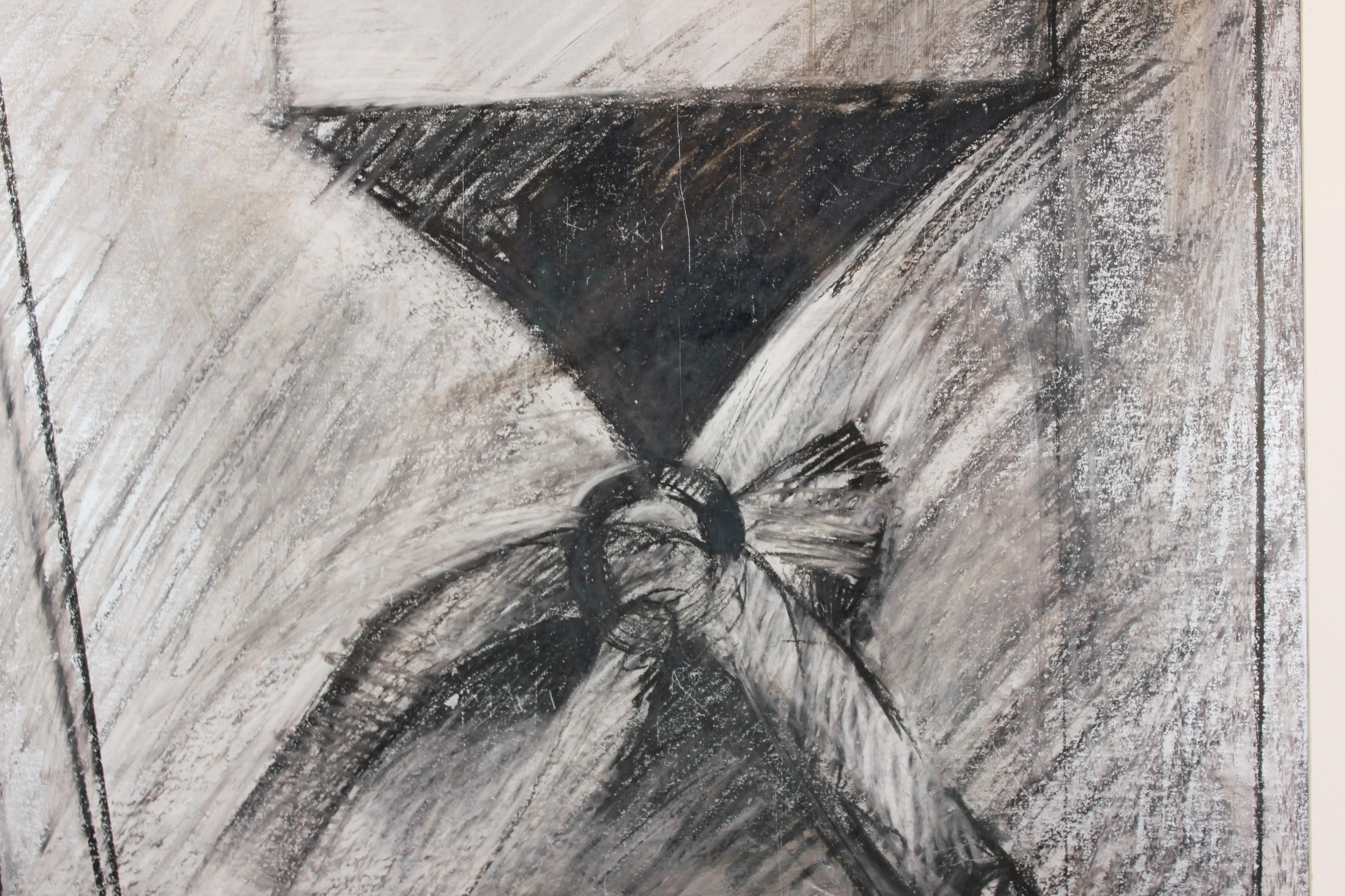 Mechanical Surrealist Sketch - Gray Abstract Drawing by Jack Maxwell