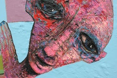 "Changement de Carriere" Large Pastel Pink Figurative Painting