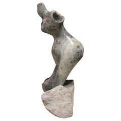 Figurative Grey Stone Sculpture of a Female