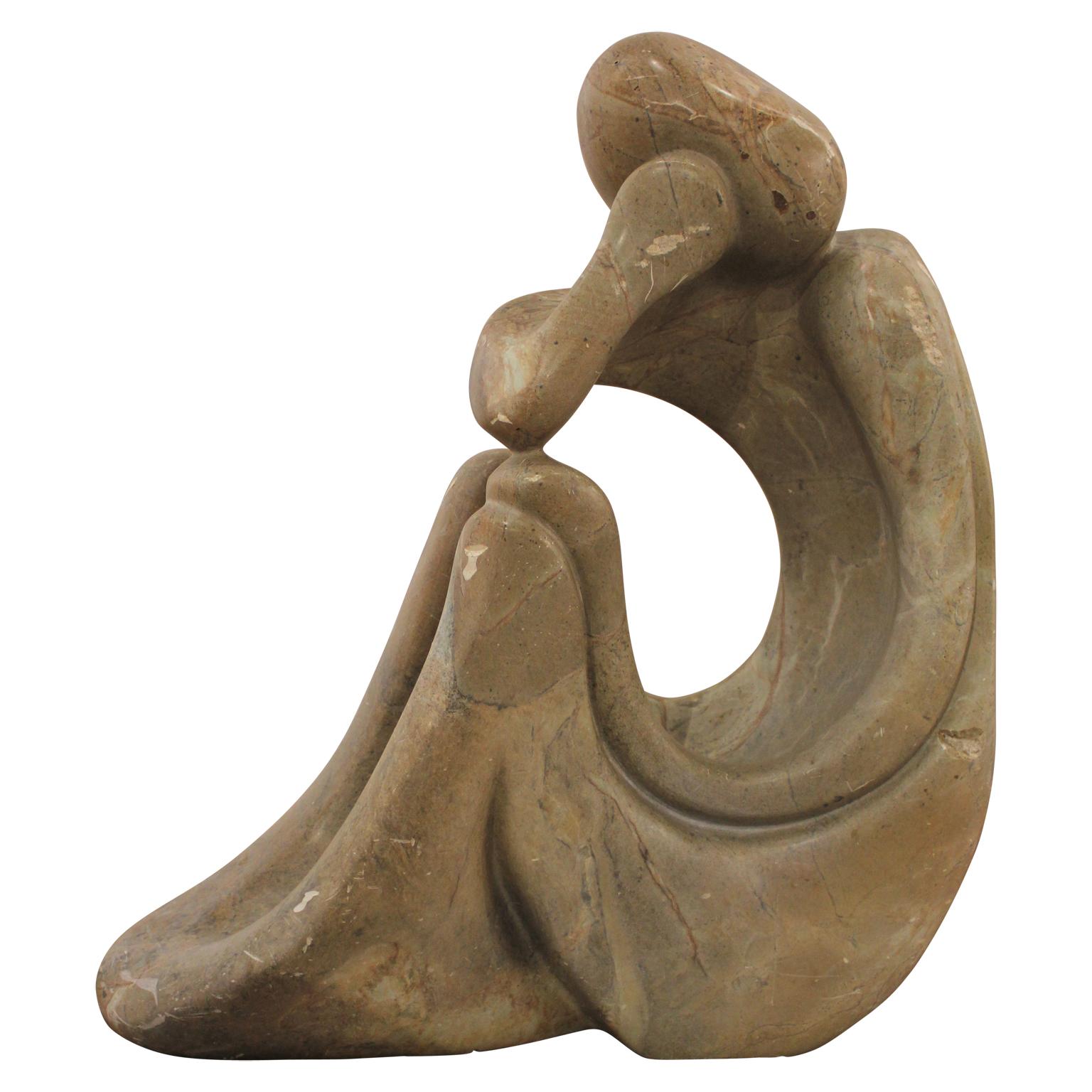 Jose Zacarias Figurative Sculpture - Seated Thinking Women in a Long Dress