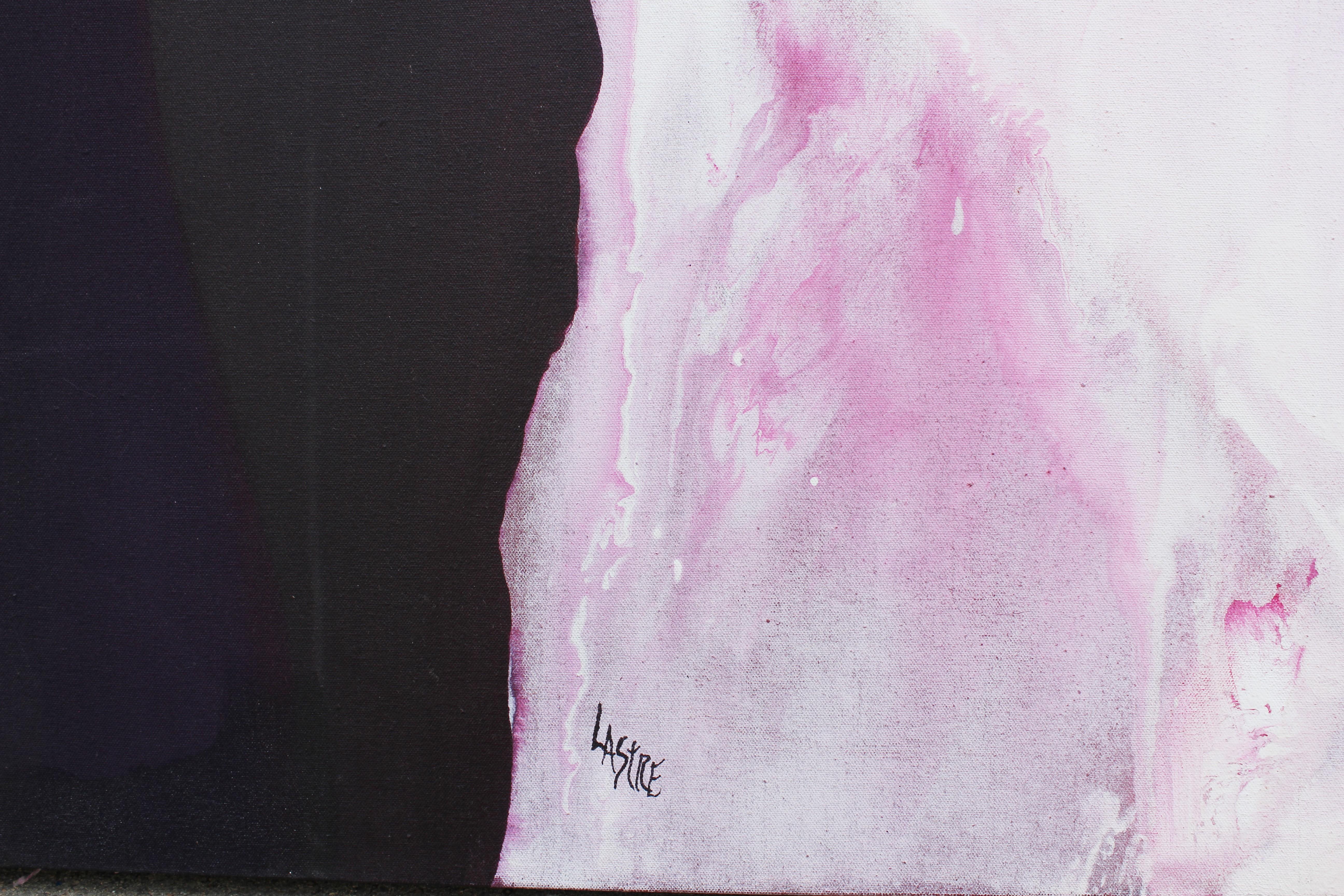 Purple expressionist painting of a female figure in a white dress. The painting is a part of the series titled 