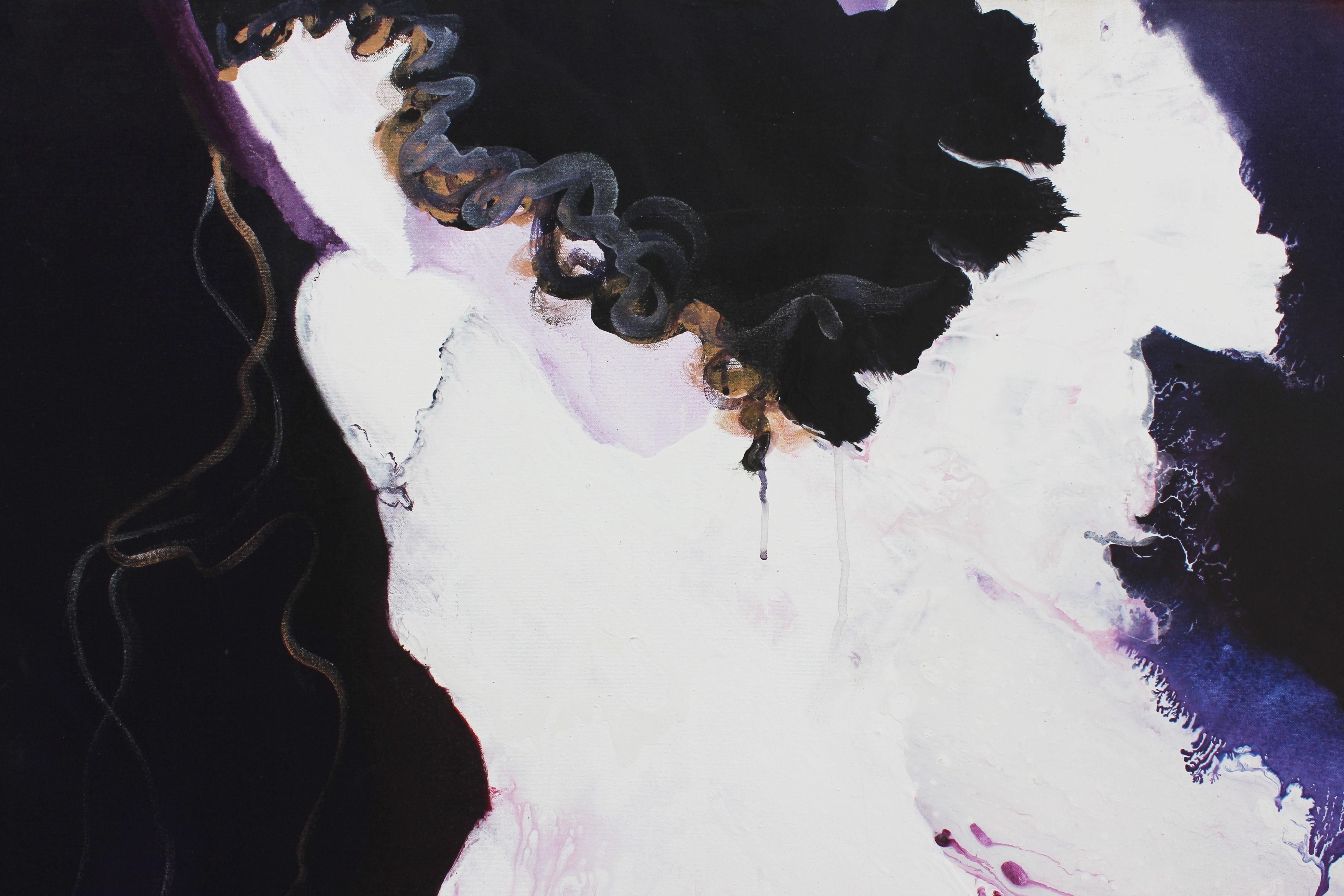 „Carnival Purple“ Expressionistisches Gemälde einer weiblichen Figur – Painting von Karen Lastre 