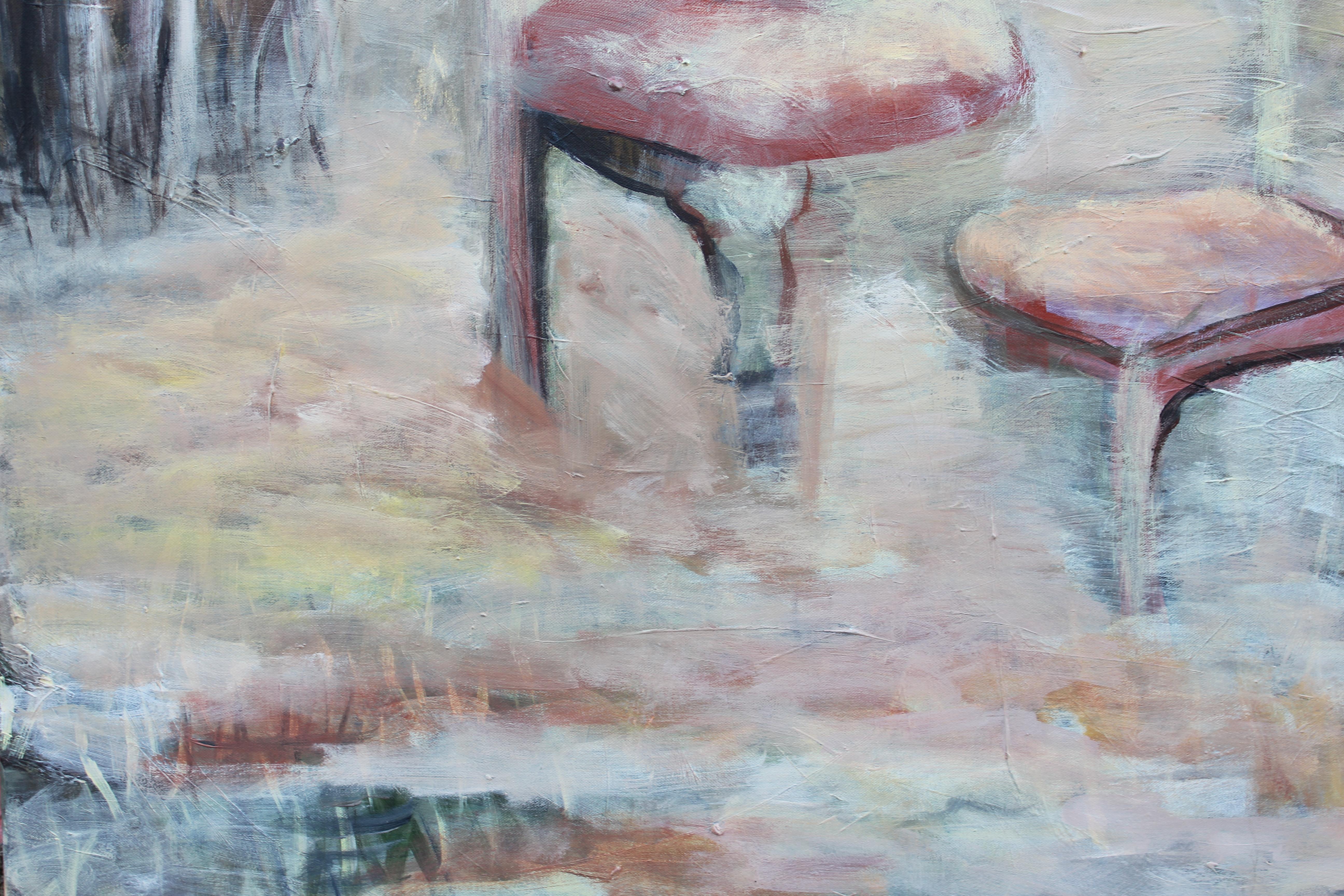 Sedia astratta Natura morta in una foresta - Abstract Painting Grigio di Lin Swanner