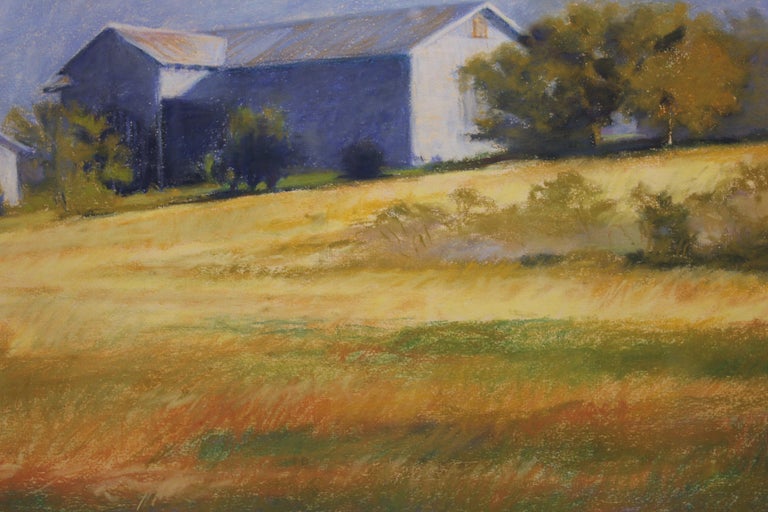 Pastel Landscape with a Farm House and Barn - American Impressionist Art by Pauline Howard 