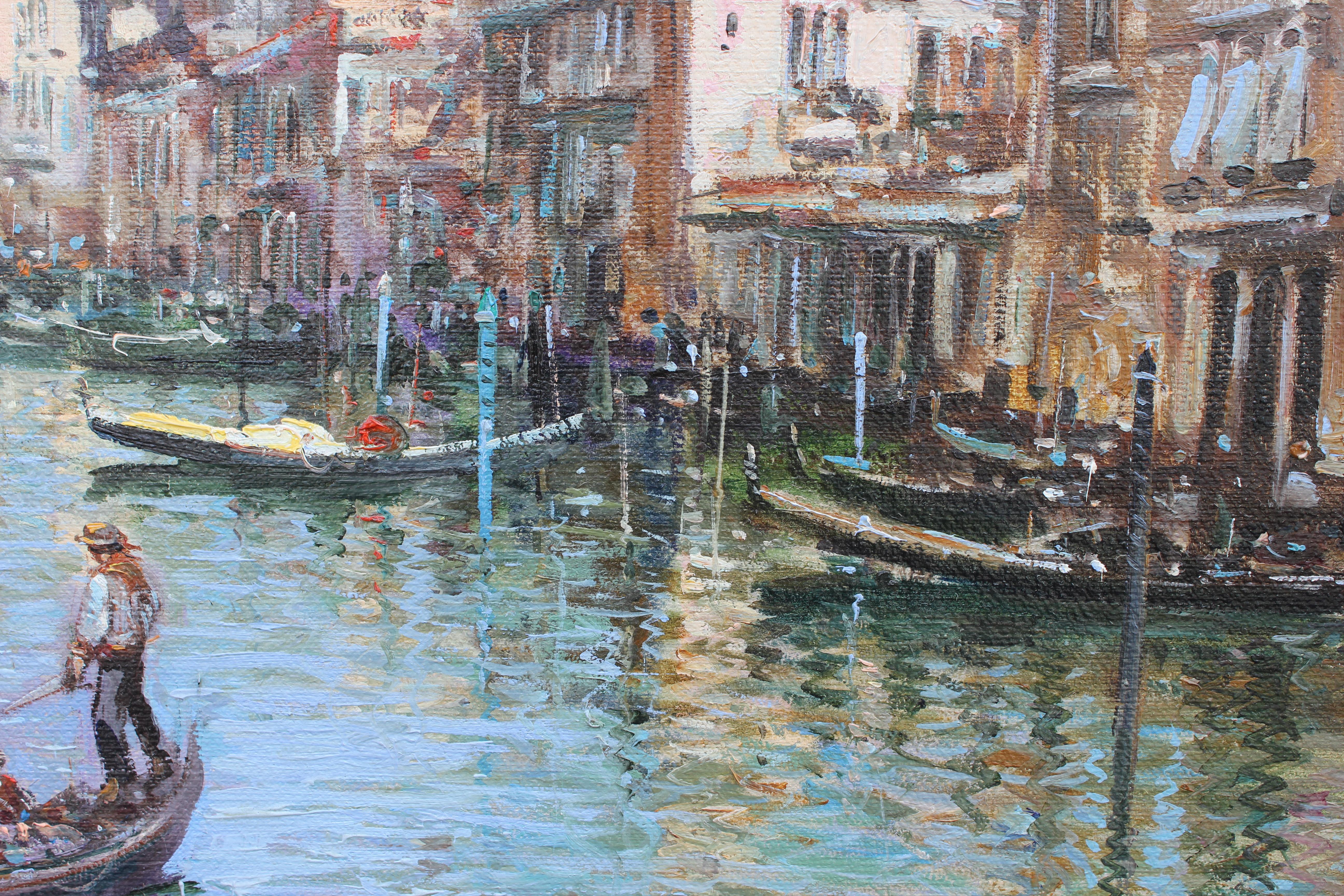 View of Venice Canal - Painting by Ciro Canzanella