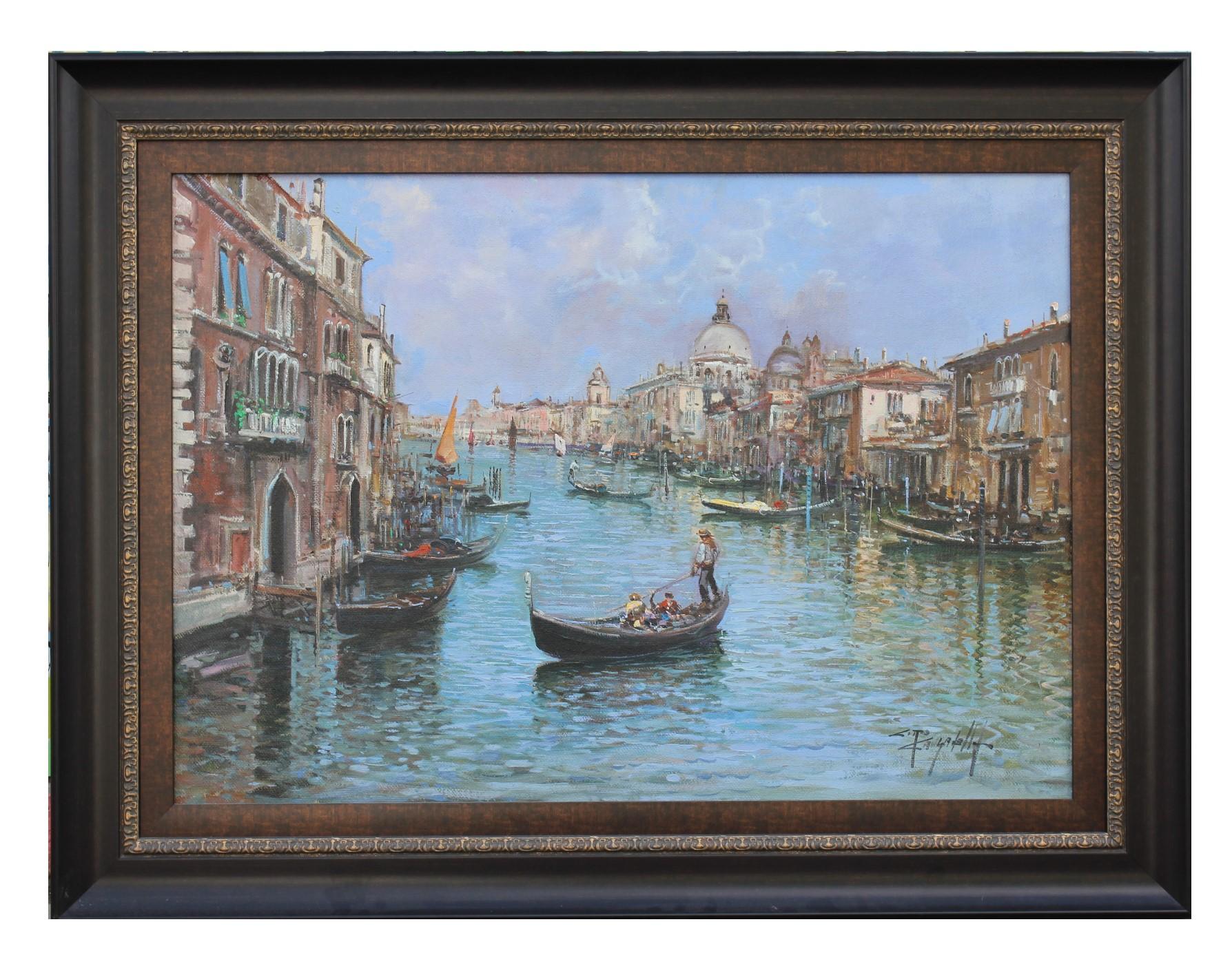 Ciro Canzanella Landscape Painting - View of Venice Canal