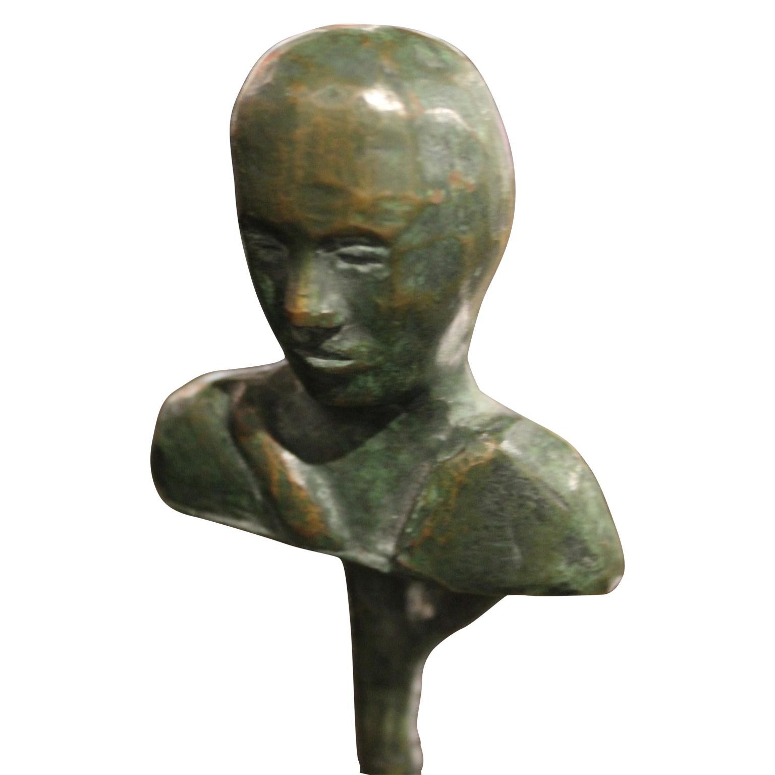 Surrealist Figurative Bronze Sculpture - Gold Abstract Sculpture by de la Rosa