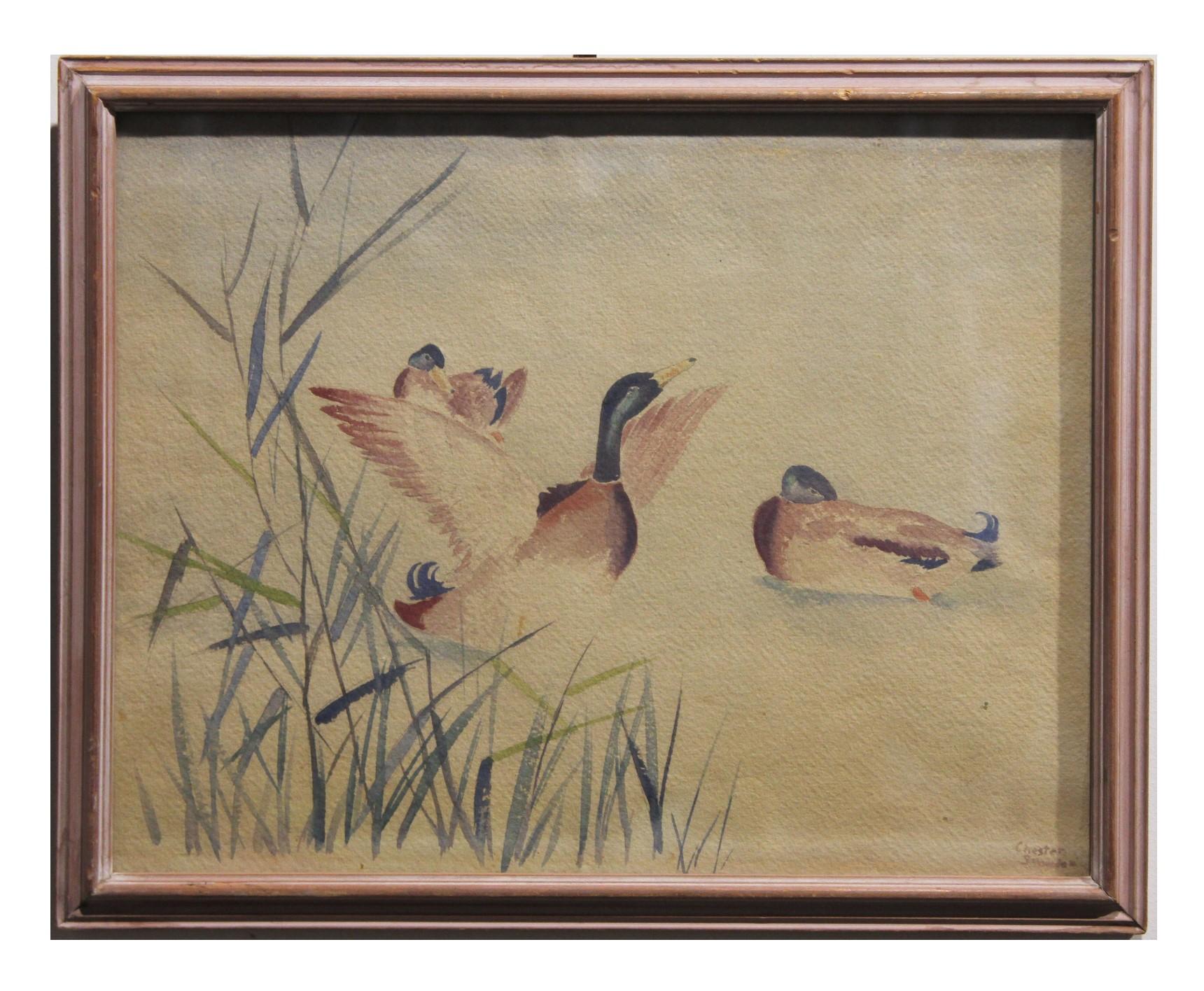 Étude d'une peinture à l'aquarelle de canards