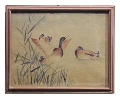 Vintage Study of Ducks Watercolor Painting