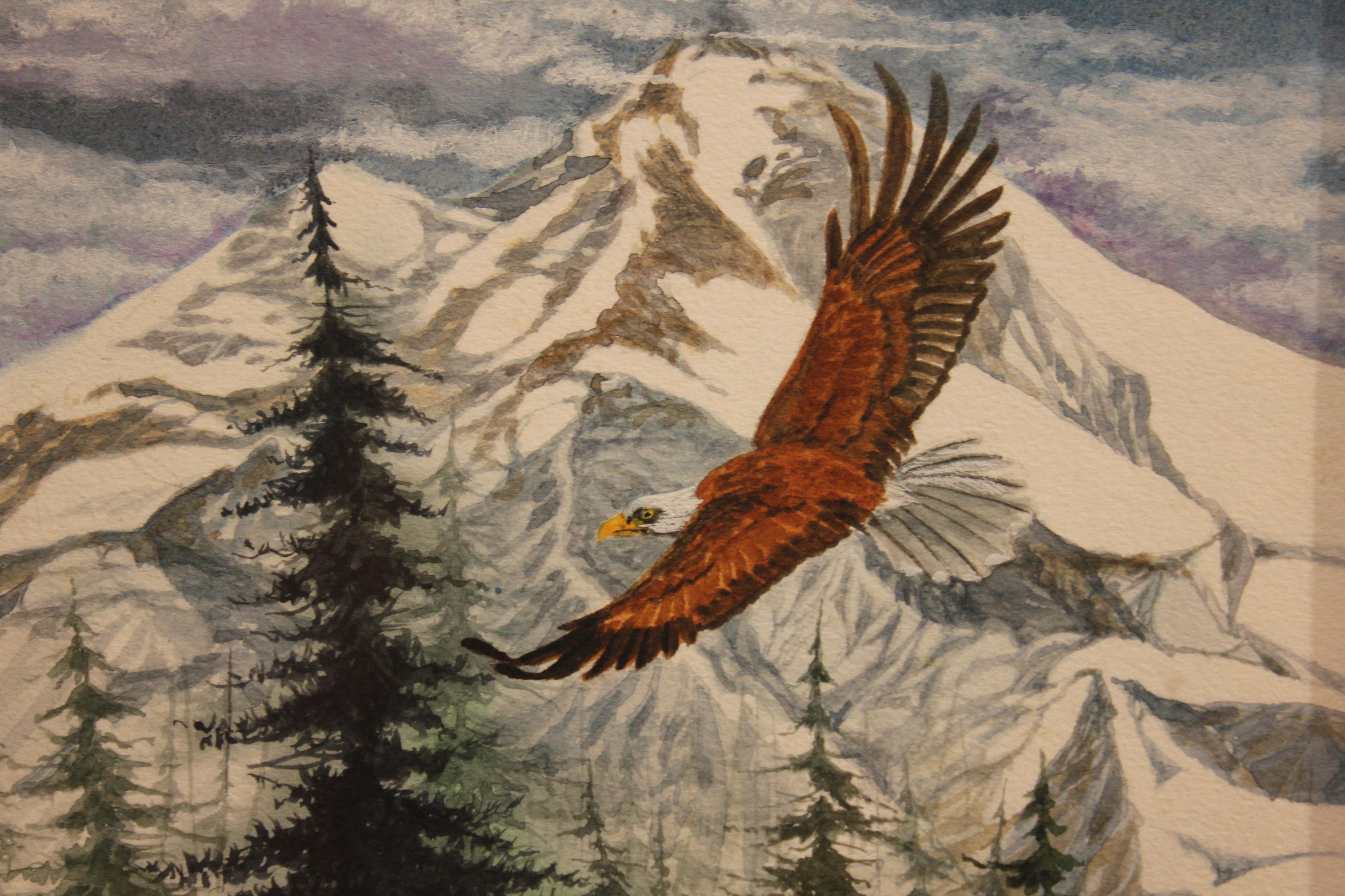 Colorado Berglandschaft mit Adler (Naturalismus), Art, von Don Easterwood