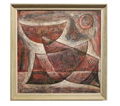 Red and White Geometric Textured Abstract