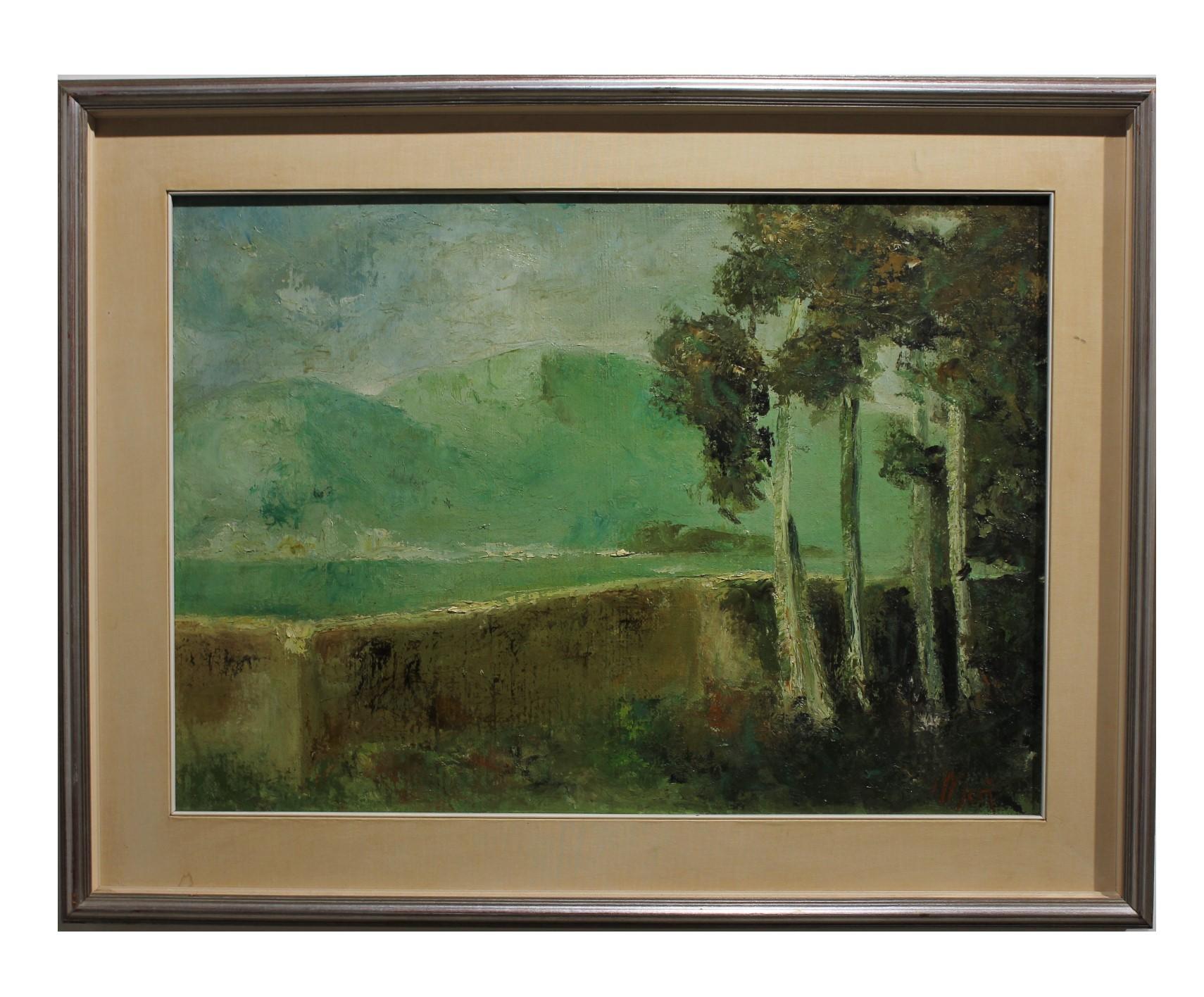 Moa Abstract Painting - "Spring Countryside" Italian Landscape Painting