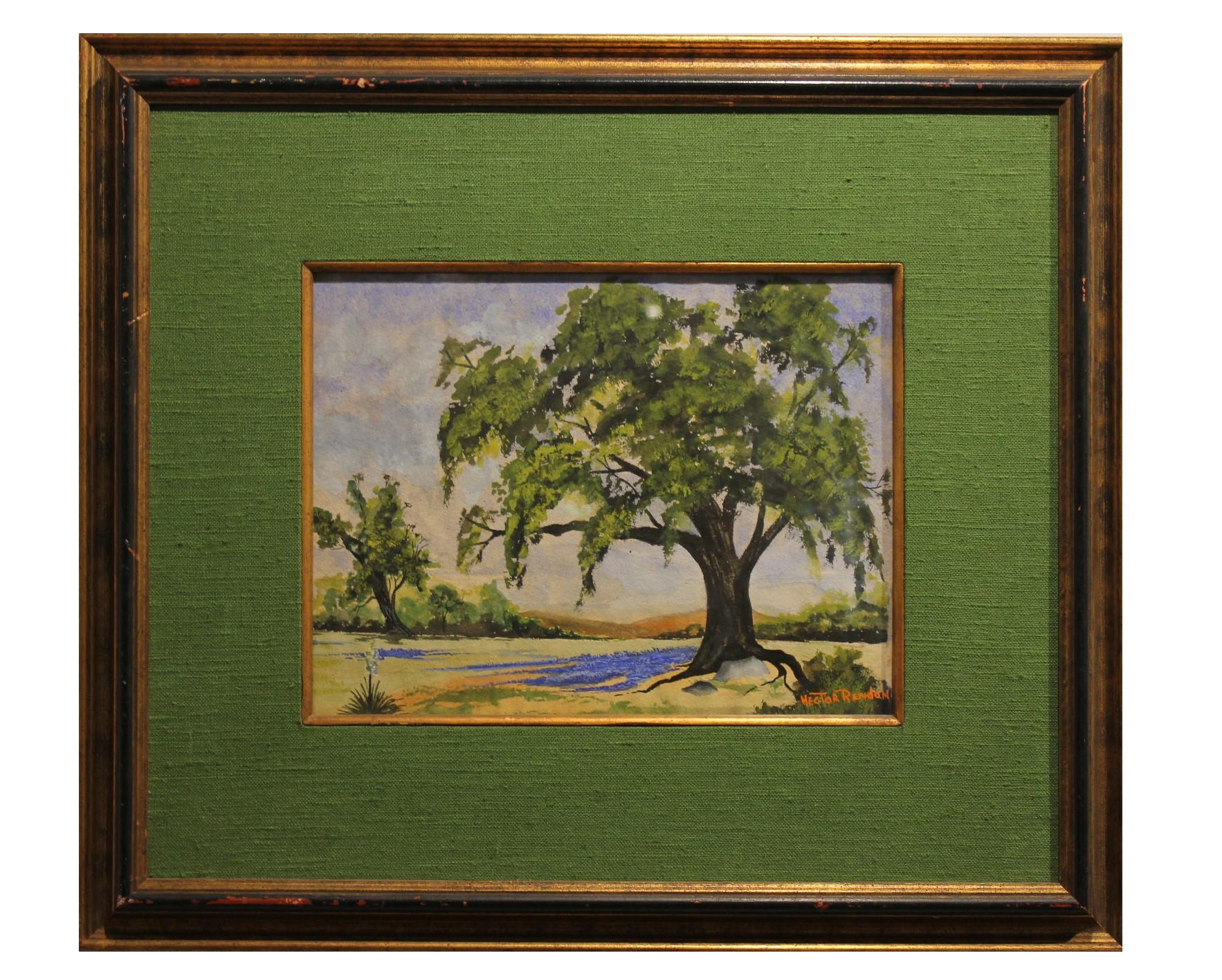 Hector Rendon Landscape Painting - Rural Landscape with a Tree 