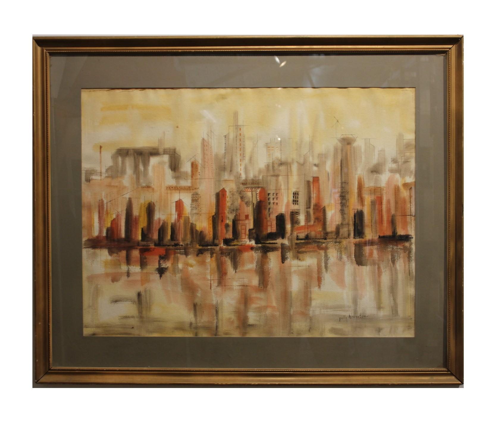 "Cityscape" in Warm Tones with a Reflecting Pool