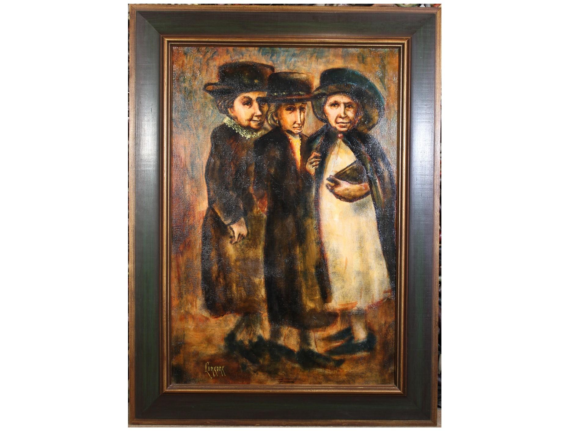 Don Cincone Figurative Painting - "Kindness, Strength, and Wisdom" Original Painting with Three Well Dressed Women