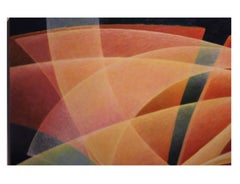 "Two Planets Dancing" Expressionist Yellow and Blue Toned Painting