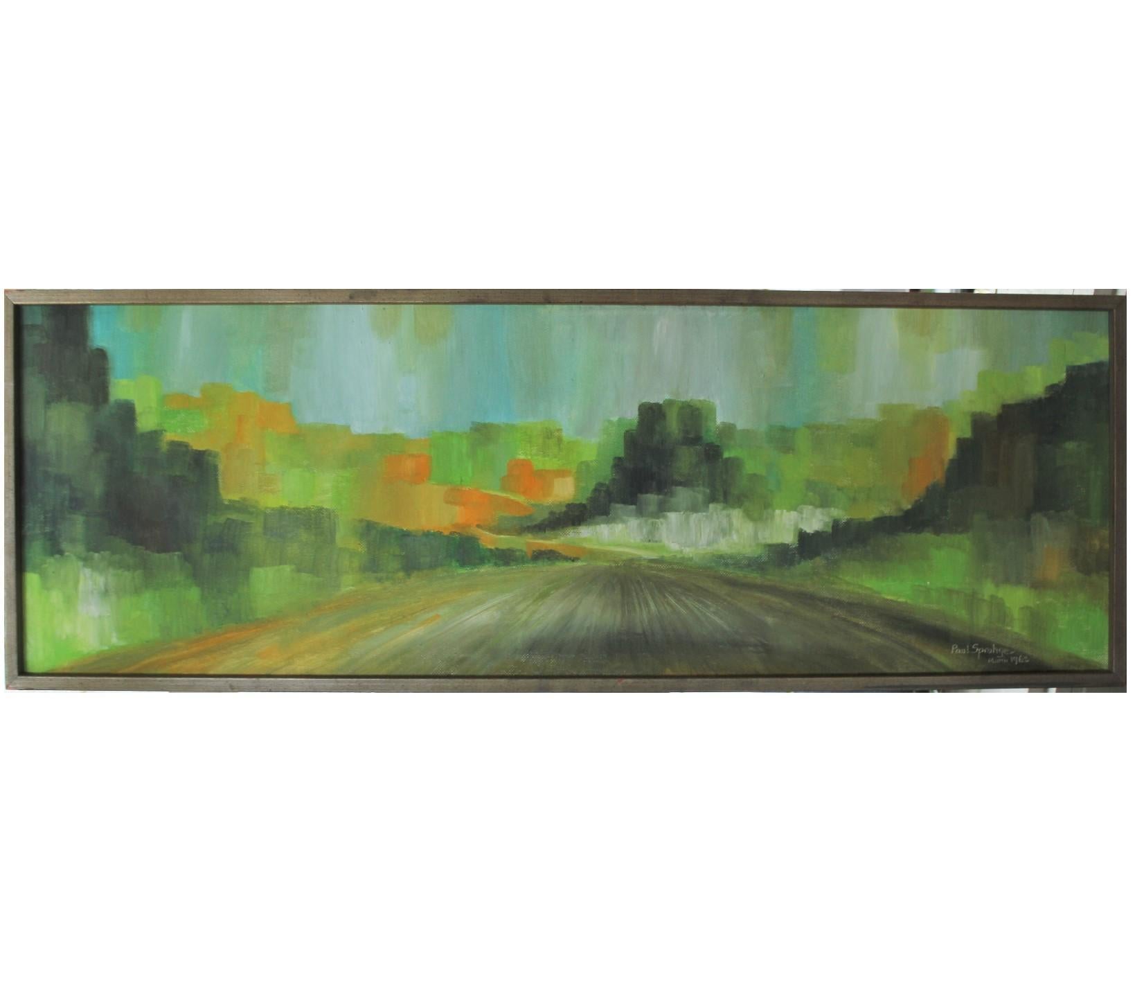 Landscape Painting Paul Sprohge - Peinture impressionniste à tonalité naturelle « Speeding » 