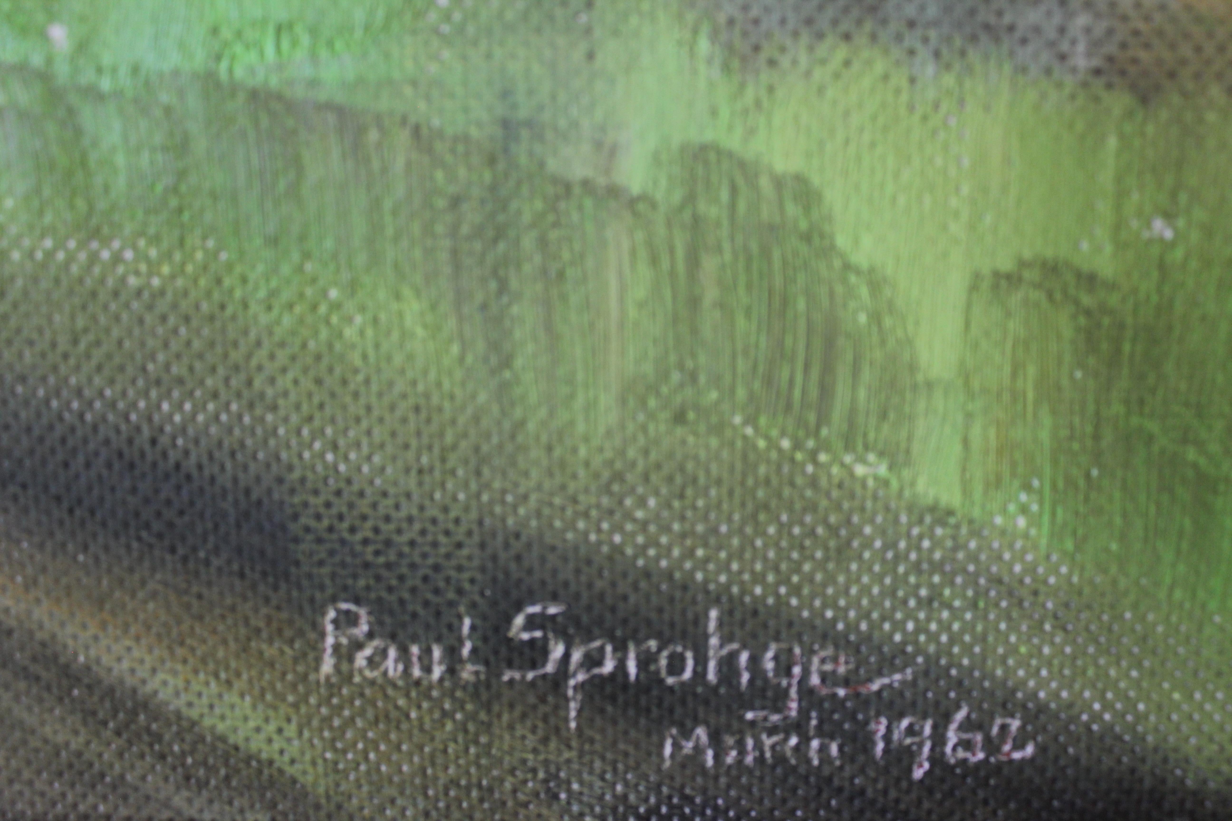 Peinture impressionniste à tonalité naturelle « Speeding »  - Gris Landscape Painting par Paul Sprohge