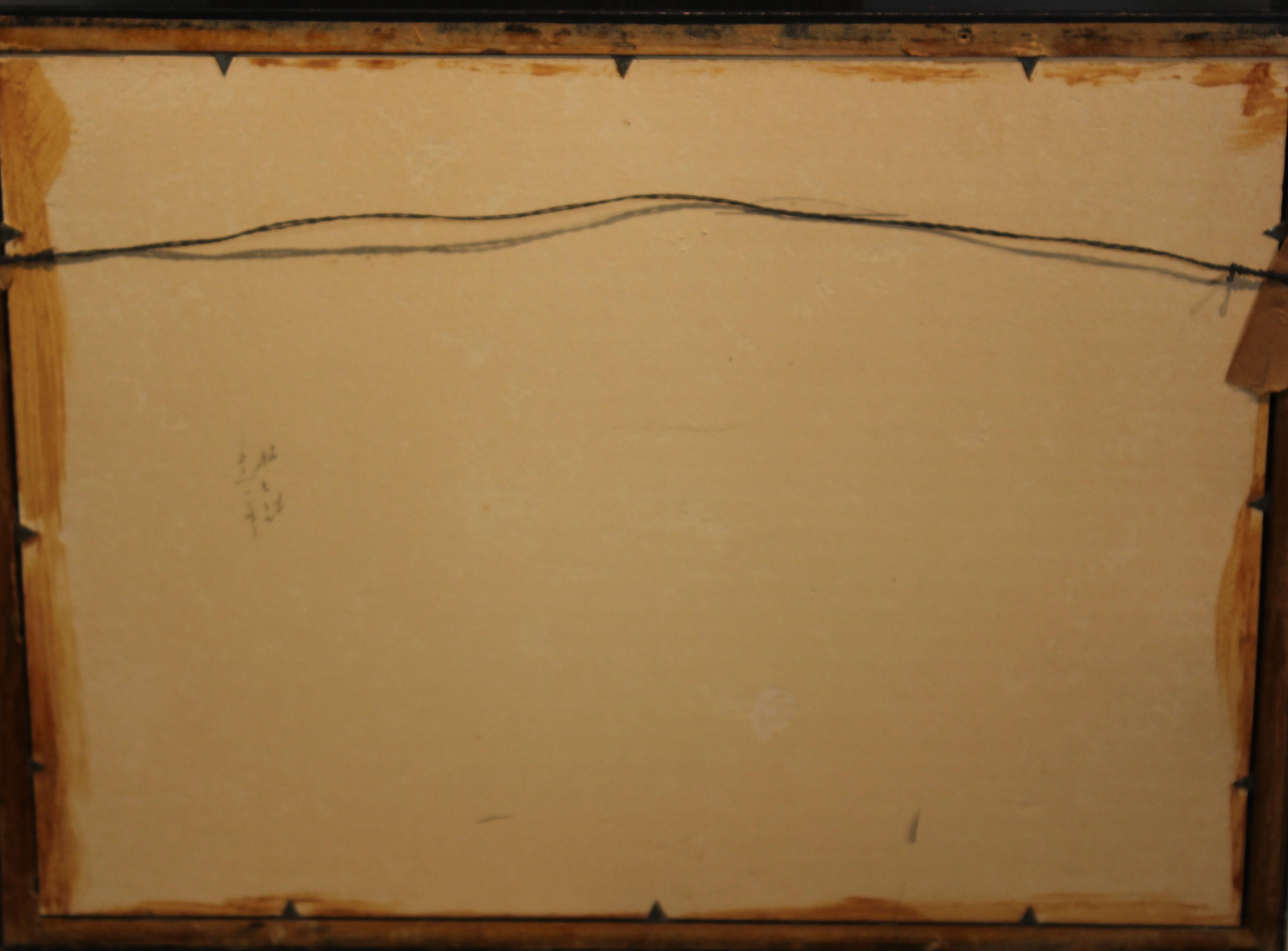 Dessin au graphite de mouettes perchées sur des rochers. L'œuvre est réalisée par l'artiste Stella Sullivan, de Houston, au Texas. Il est signé et daté par elle. L'œuvre est encadrée dans un cadre noir avec un passe-partout blanc.
Dimensions sans