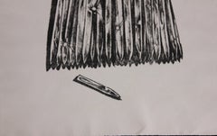 Surrealist Drawing of a Broom in the Style of Avigdor Arikha