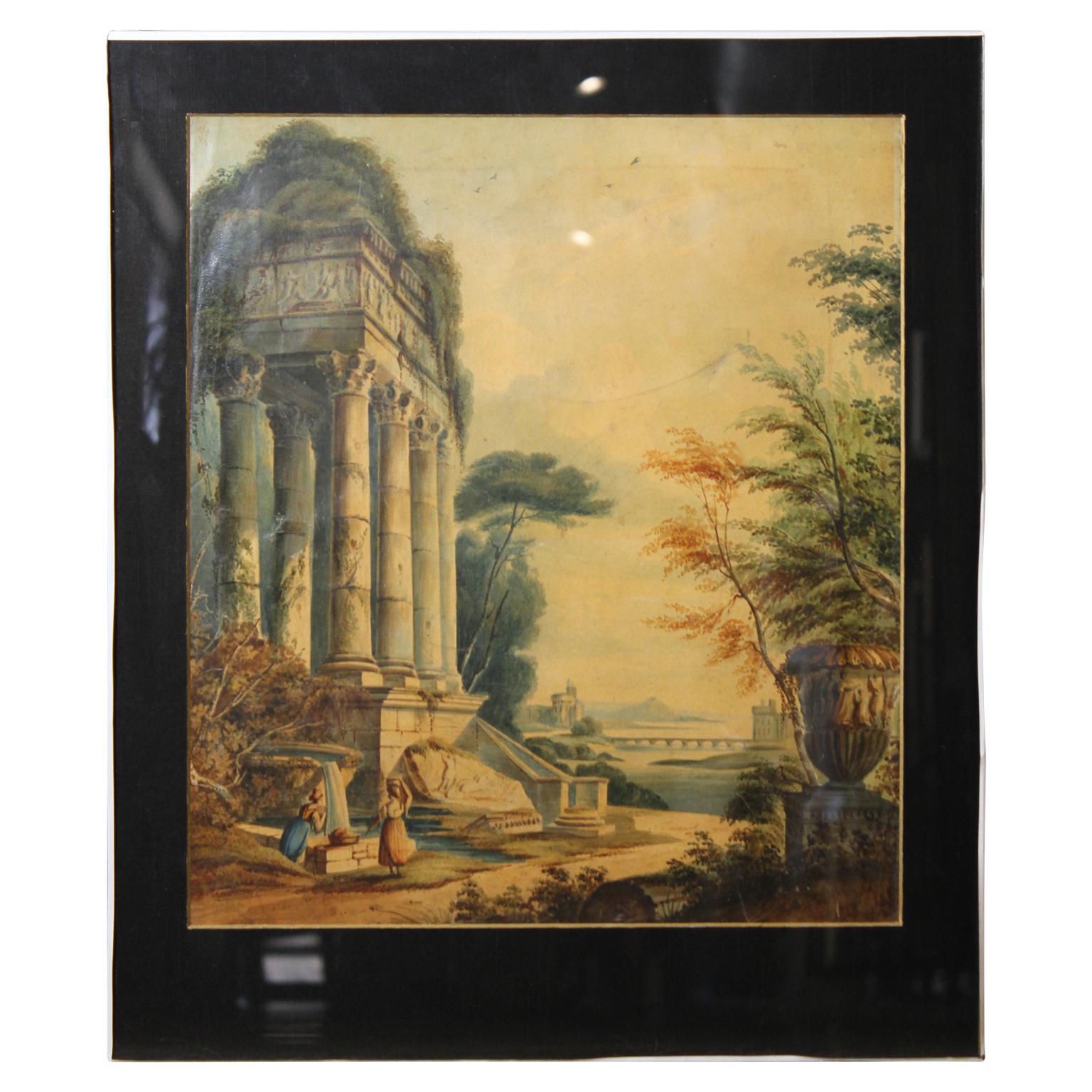 Landschaftsansicht mit Figuren aus der Zeit von Capriccio
