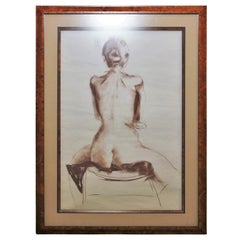 Charcoal Study of a Nude Seated Women