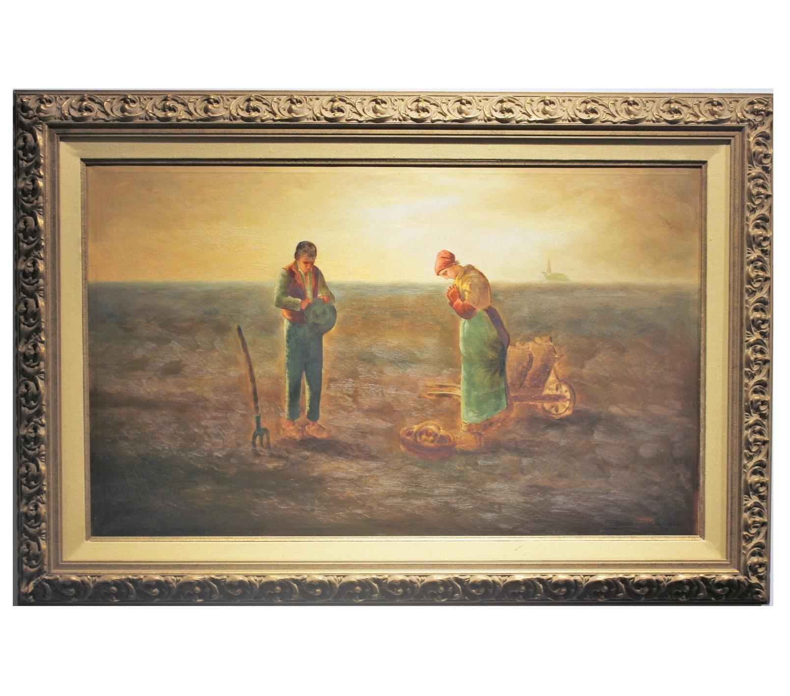 (After) Jean-François Millet Landscape Painting - Painting Study of "The Angelus" 