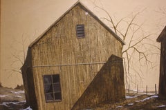 Winter Farm Landscape with a Barn