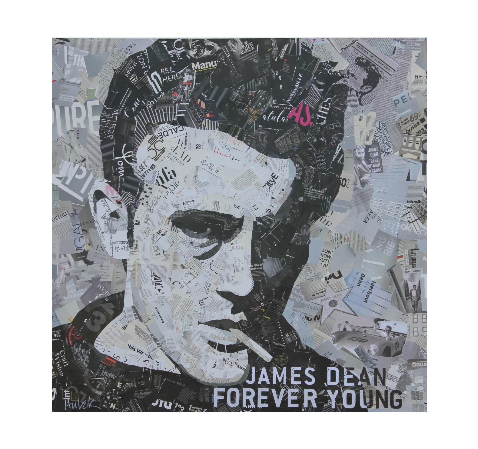 "James Dean Forever Young" Pop Assemblage Portrait - Art by Jim Hudek