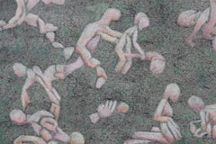 Figuratif abstrait dans les tons violets et bleus