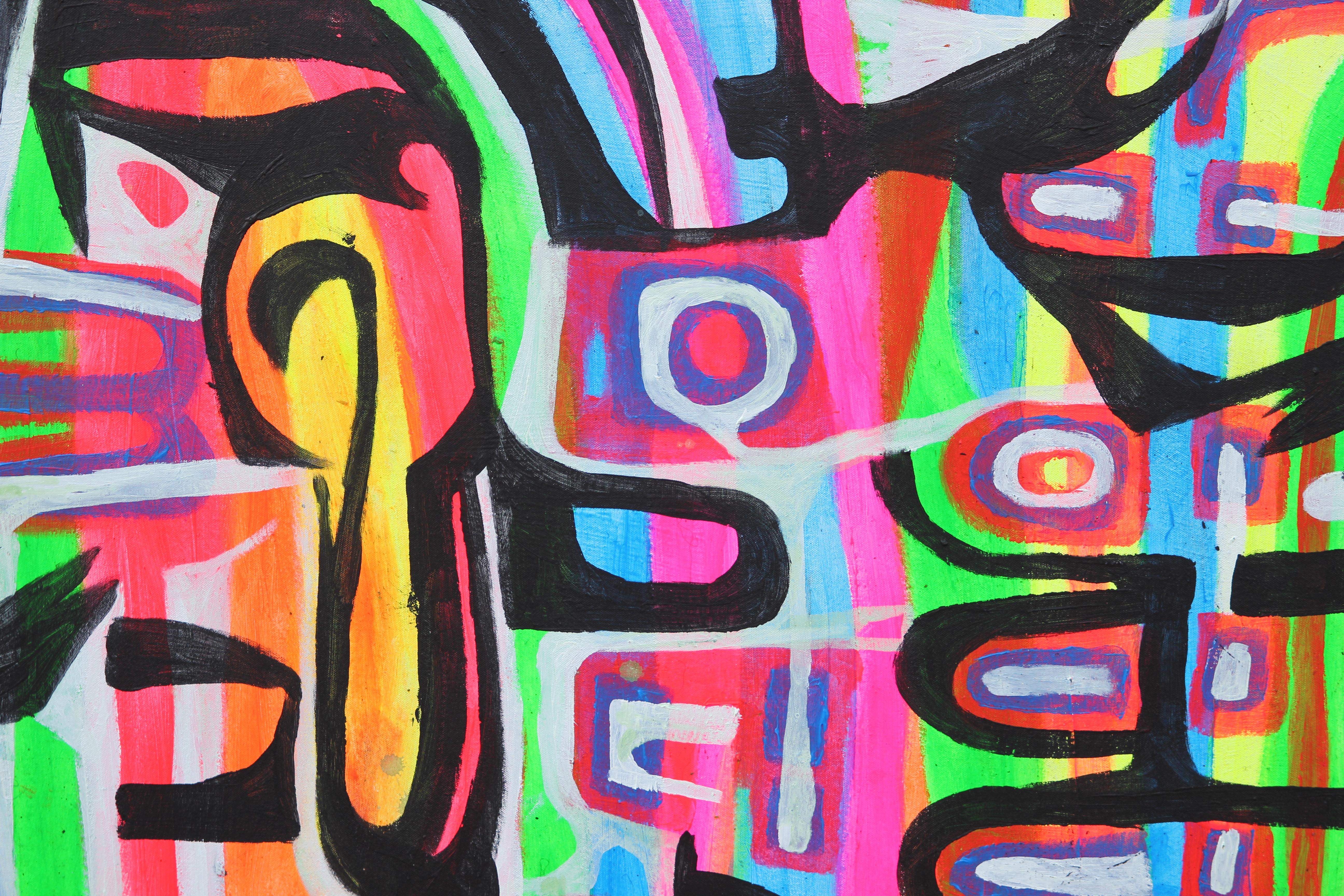 Large Contemporary Neon Street Art Painting 3