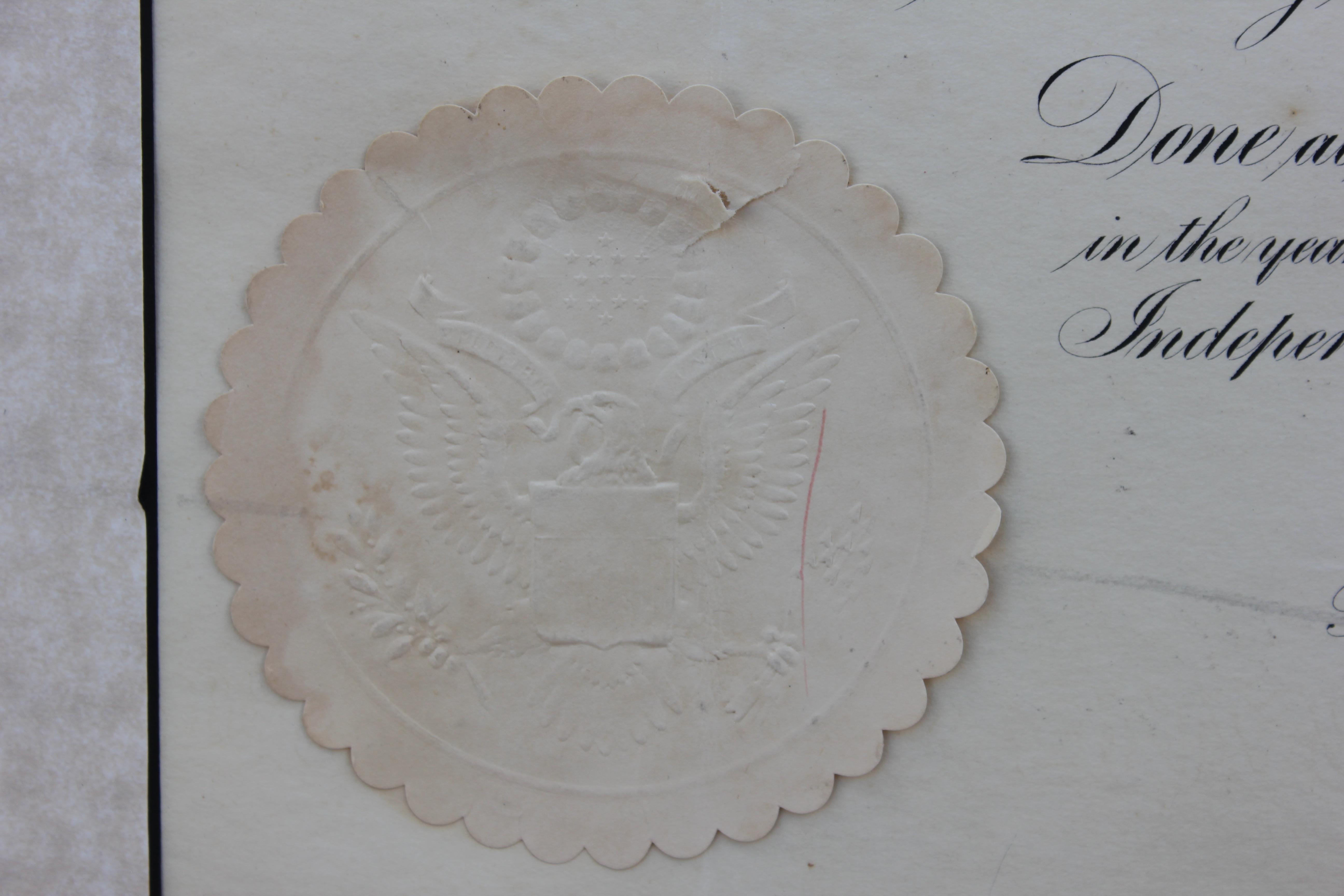 Presidential Seal with Calvin Coolidge Signed Document - Modern Print by Unknown