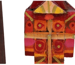 Painted Wooden Cubist Style Folk Fish Sculptured