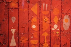 "In Search of Cords" Red Hieroglyph Inspired Painting