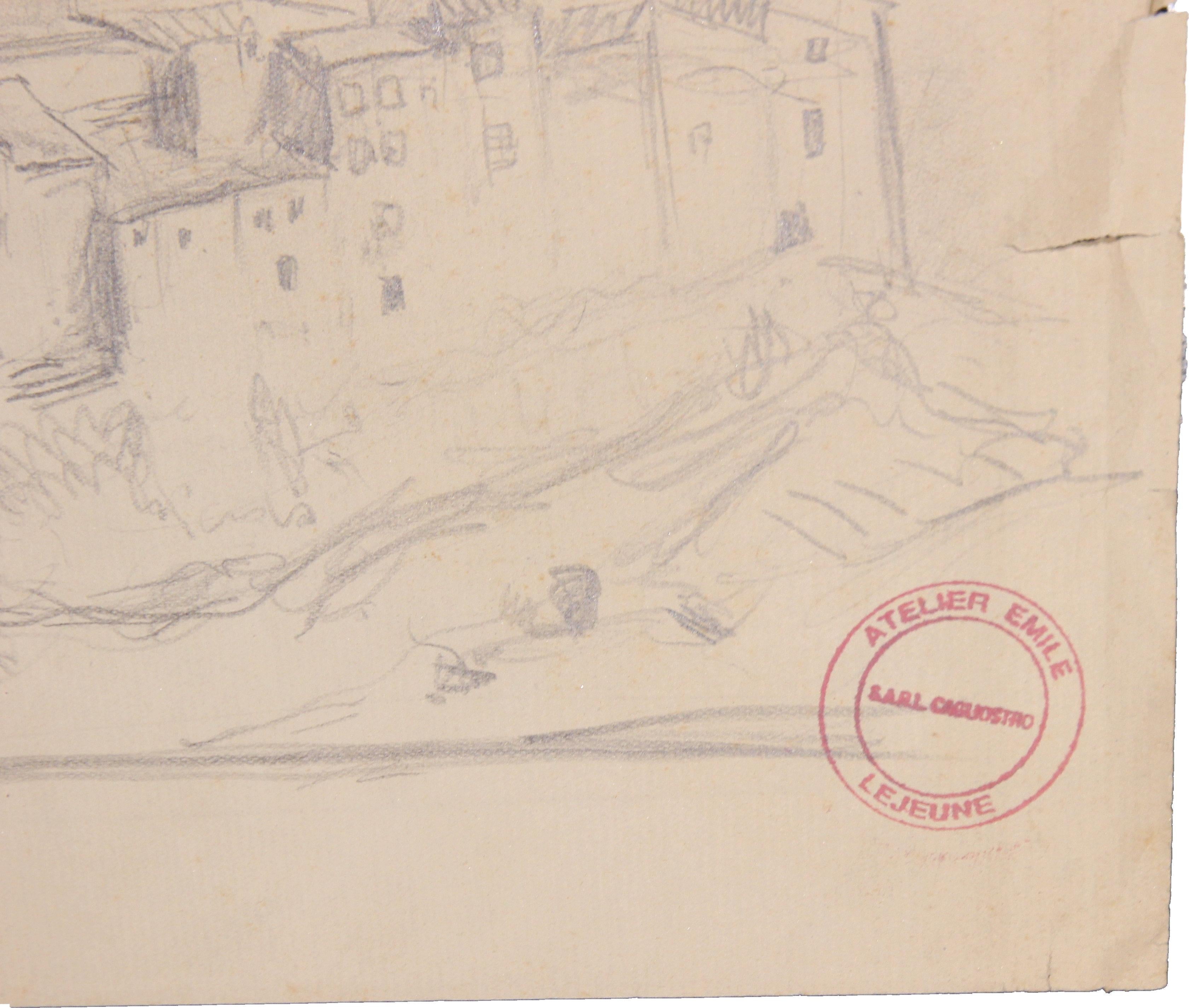 Landscape study of a French town on a mountain top. The work is signed and stamped by the artist. The paper is not framed.

Many others are available. Please inquire to buy the entire collection.

Artist Biography: Emile Lejeune was a painter form