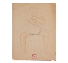Antique Figurative Study of a Seated Woman