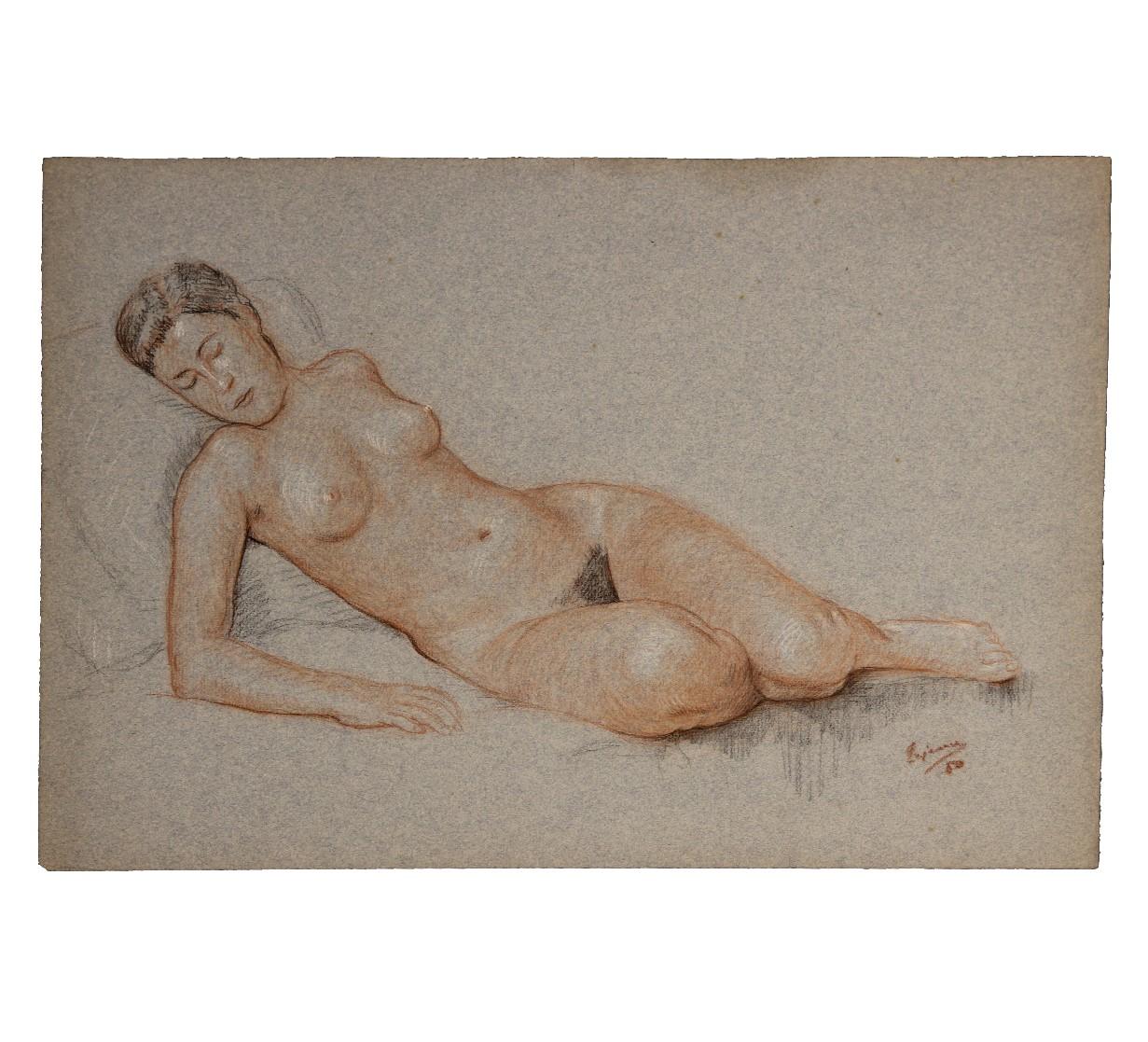 Naturalistic Study of a Reclining Nude Woman