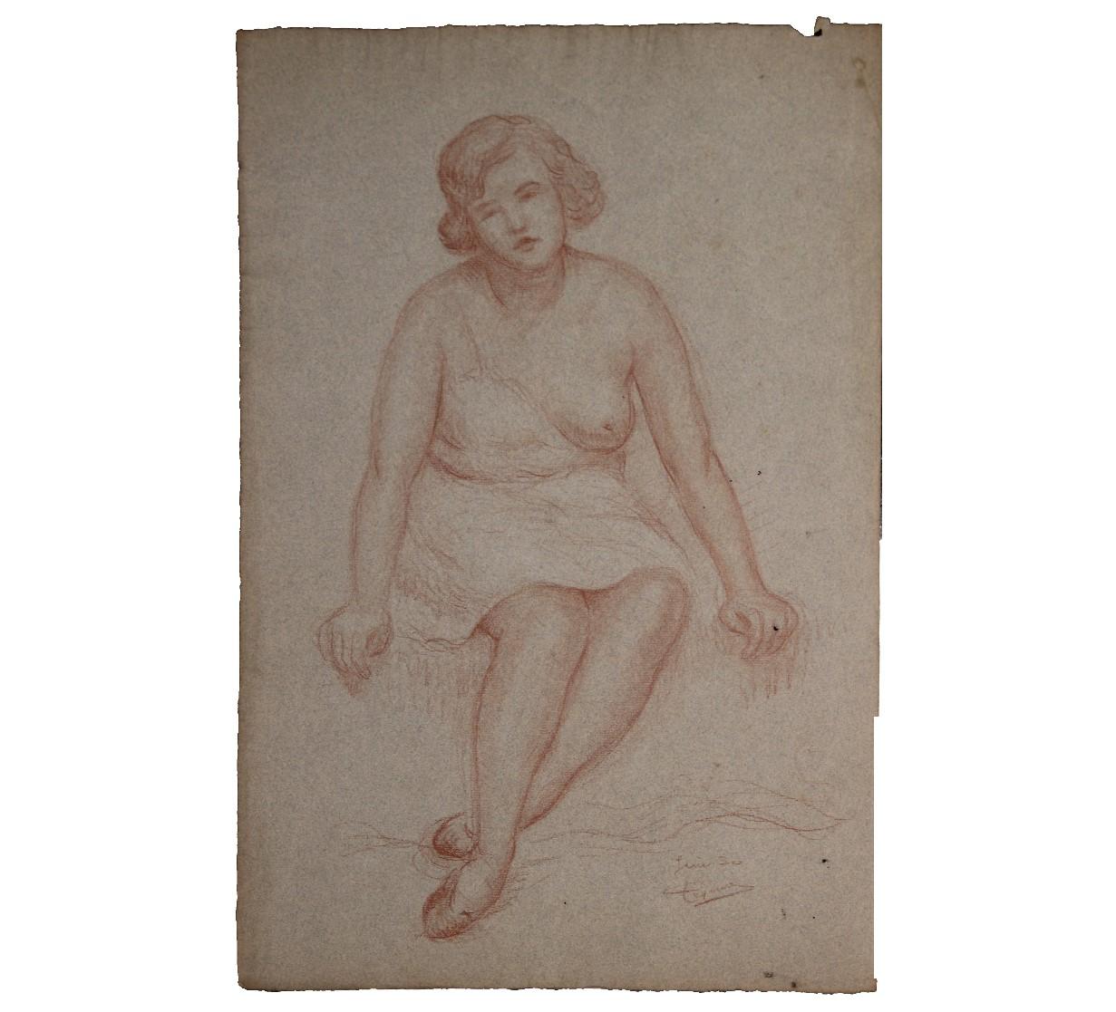 Emile Lejeune Figurative Art - Portrait Study of a Seated Woman