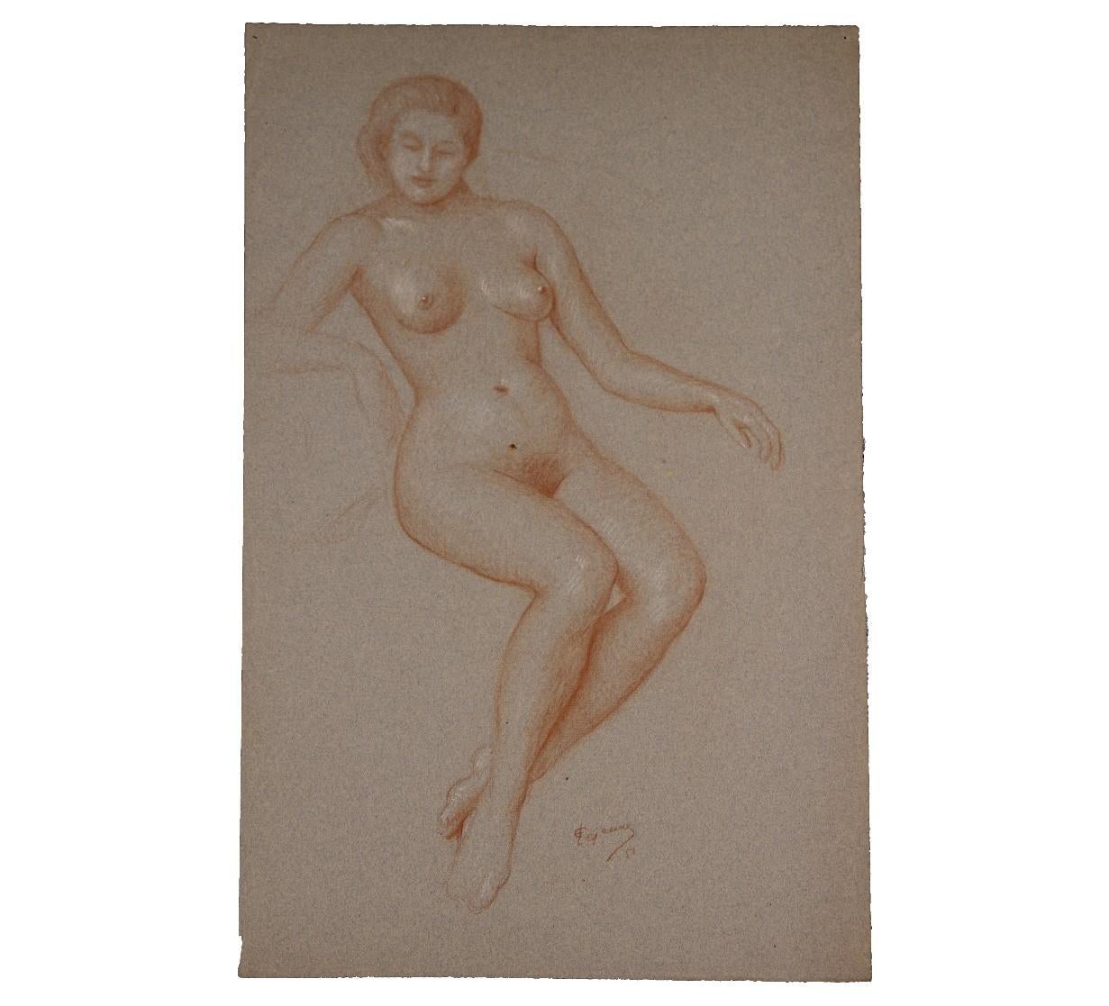 Naturalistic Female Nude Figurative Study  - Art by Emile Lejeune