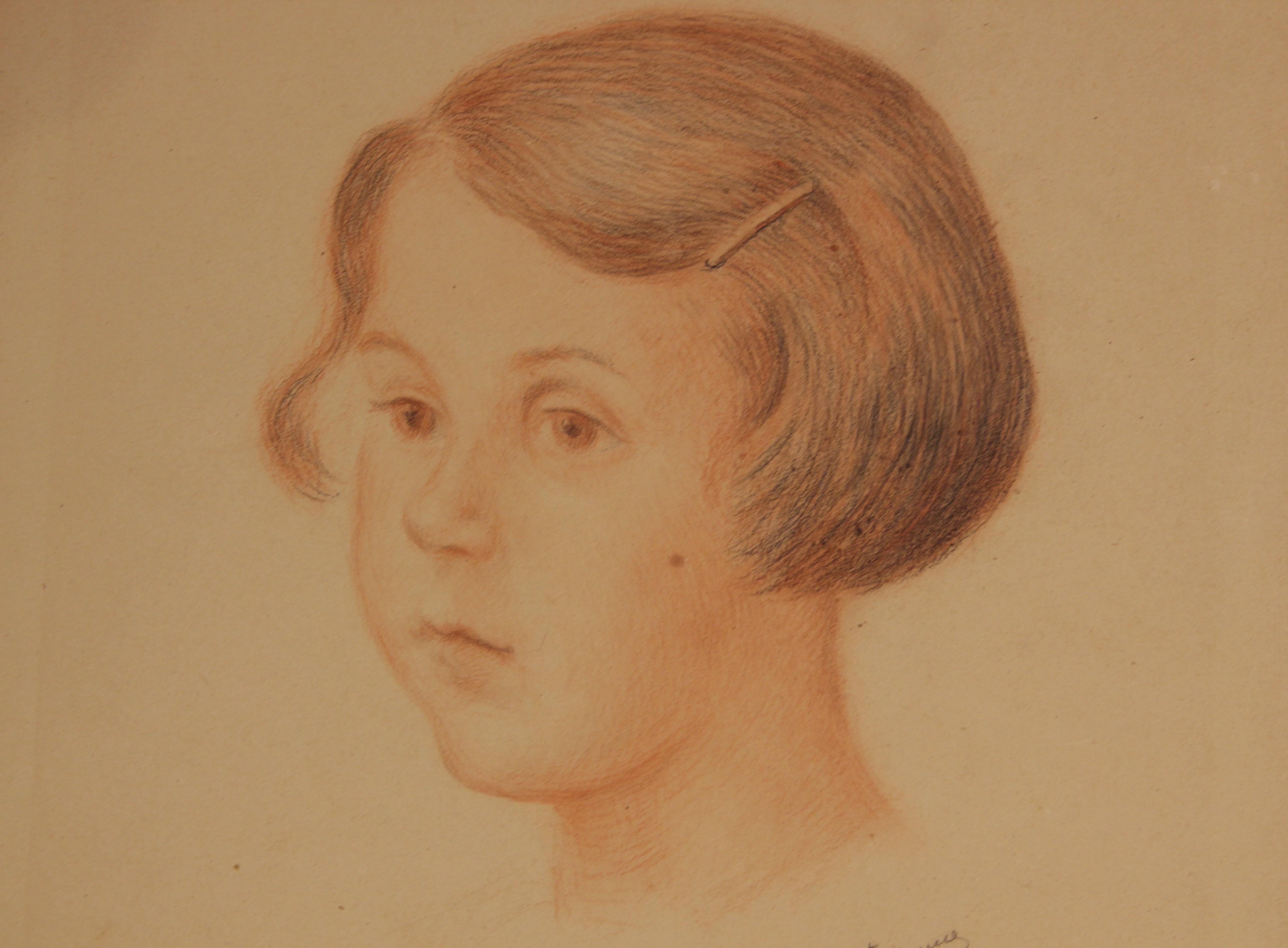 Early Portrait Study of a Young Girl - Art by Emile Lejeune