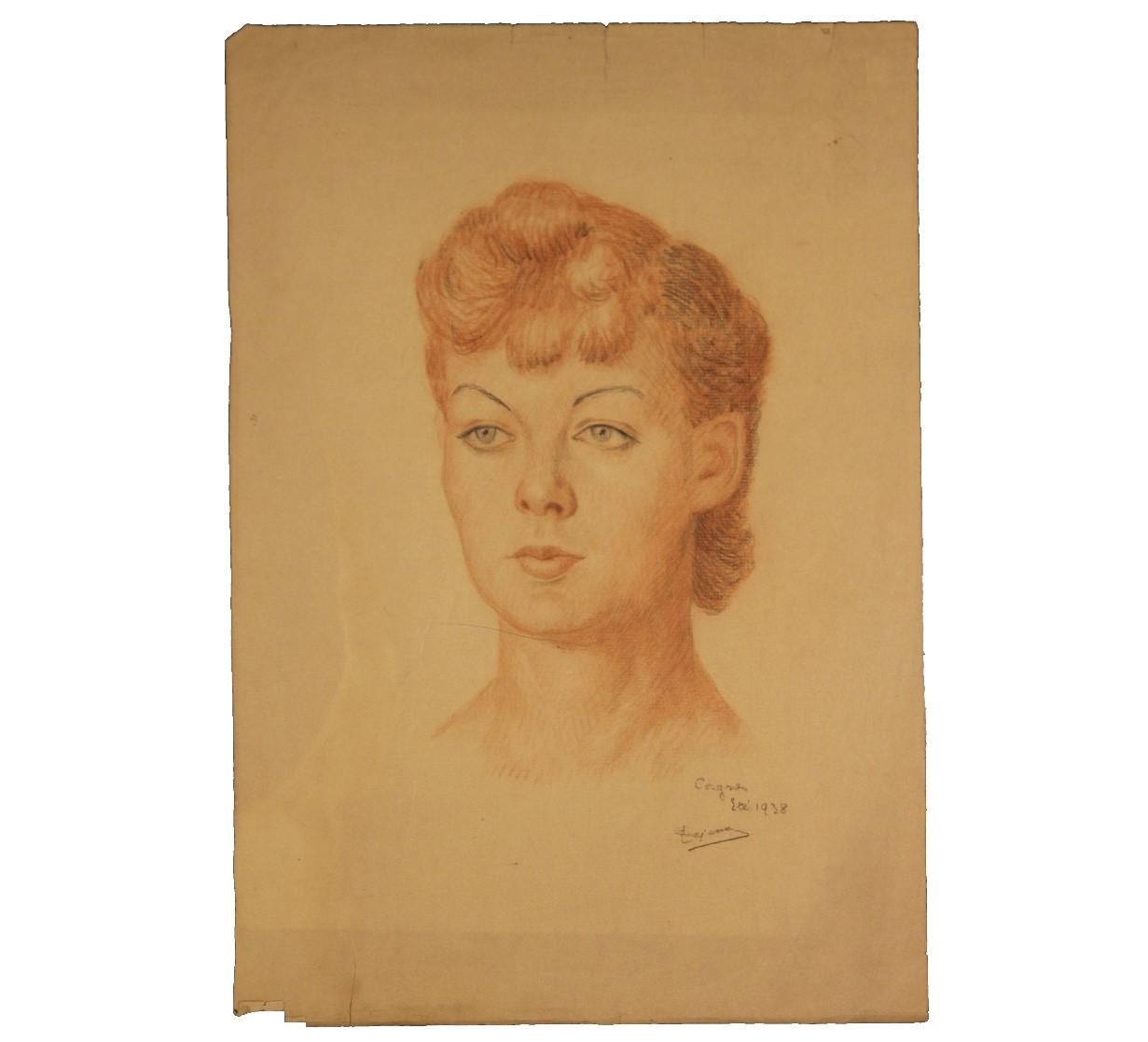 Emile Lejeune Portrait – Frühes Porträt einer französischen Frau
