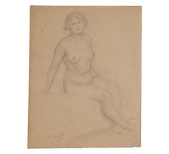 Étude naturaliste de femme nue assise étudiante