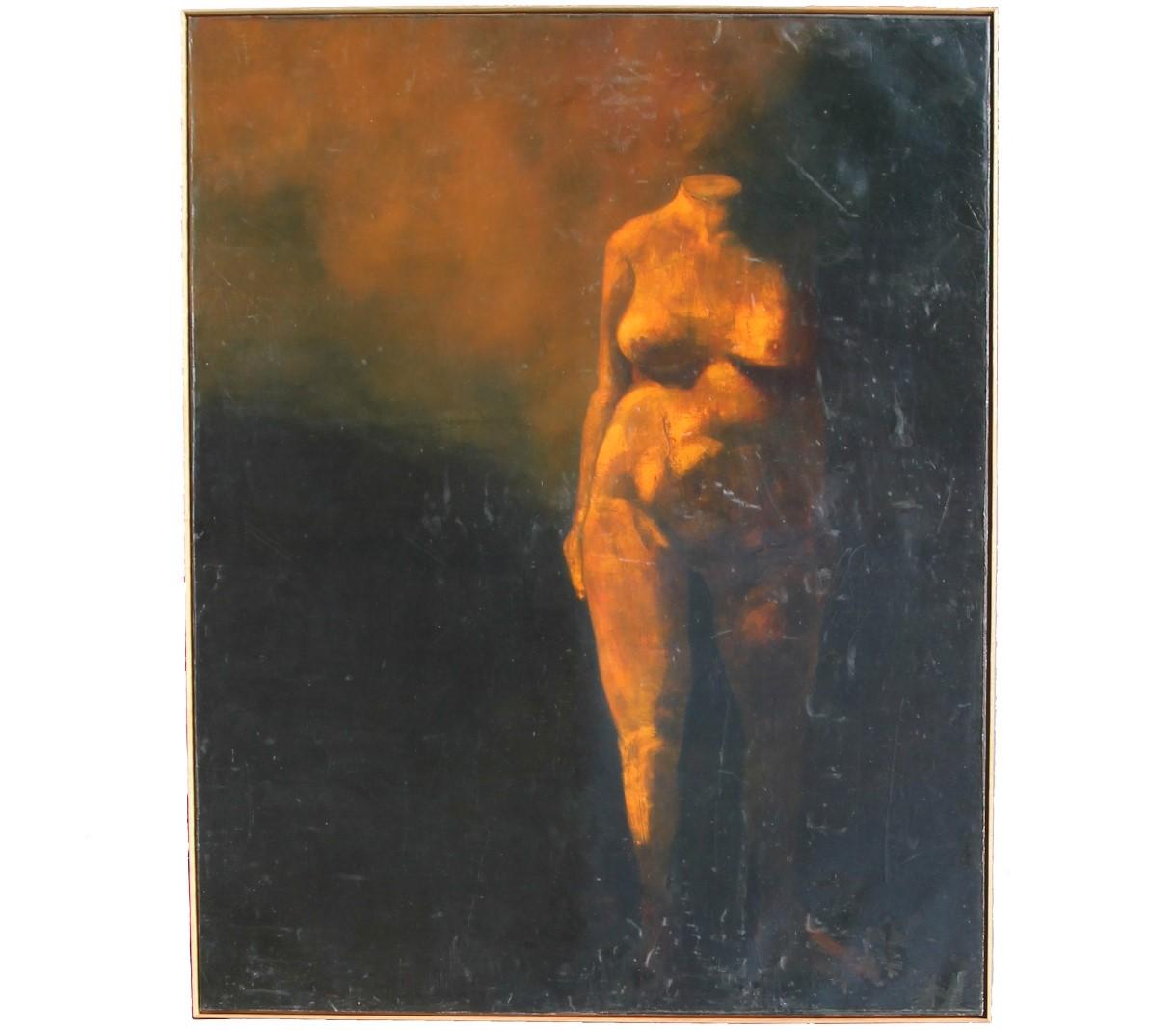 Zane Lancaster Abstract Painting - Monumental Surrealist Figurative Painting of a Woman's Torso